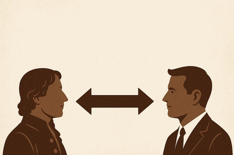 an image of a historical figure compared to a current figure.